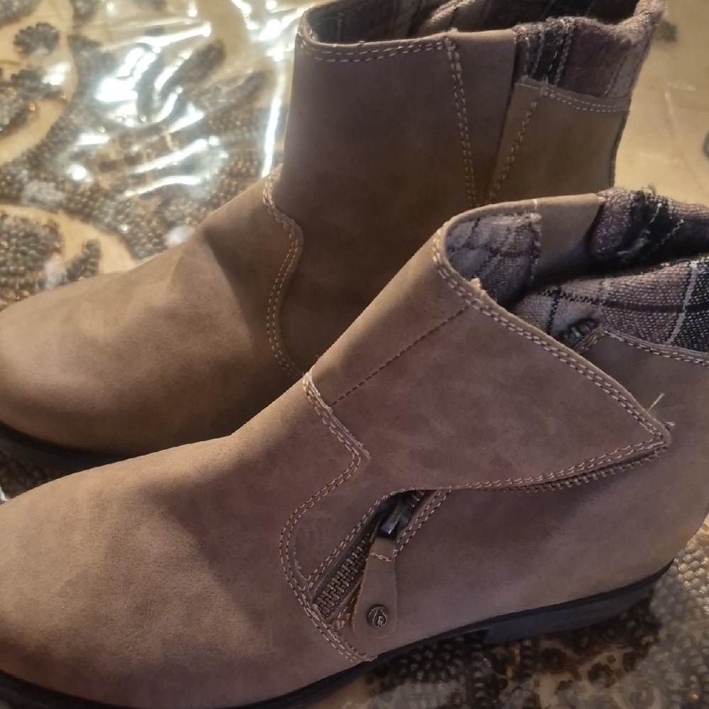 Taupe Suede Ankle Boots with Side Zip